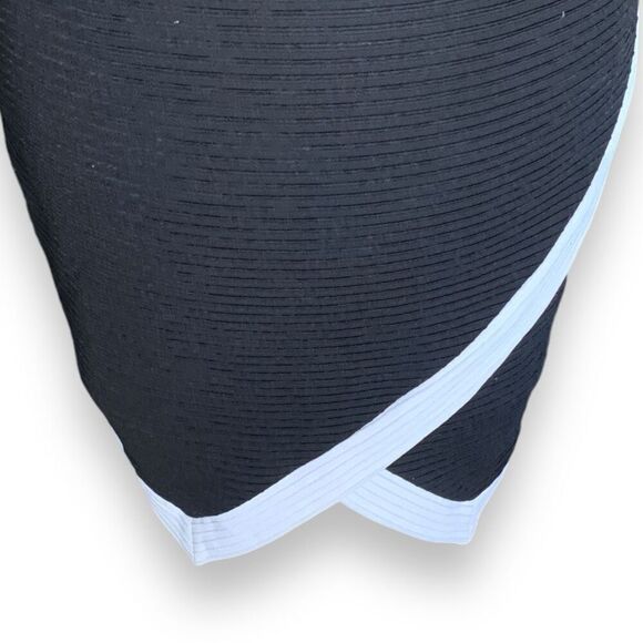 Charlotte Russe Black Bodycon Dress Asymmetrical White Trim Ribbed Sleeveless - Picture 5 of 8